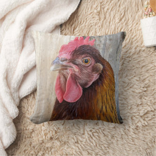 Red Chicken Hen Photo Cushion