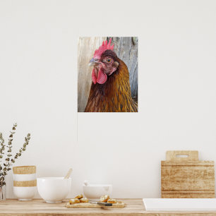 Red Chicken Hen Photo Poster
