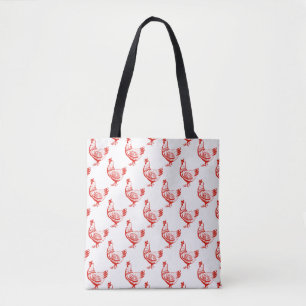 Red Chickens Tote Bag