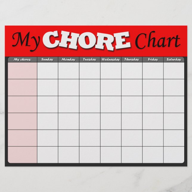 Red Children's Chore Charts Flyer (Front)