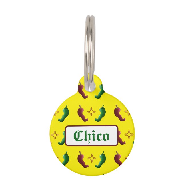 Red chile green chile zia sun pet tag (Front)