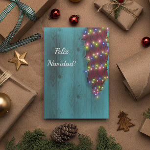 Red Chile ristra on blue door Christmas lights Invitation