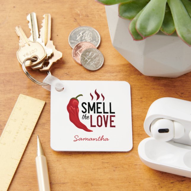 Red Chile Smell the Love Key Ring (Desk)