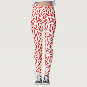 Red Chili Peppers on White Leggings