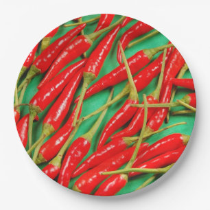 Red chili peppers paper plate