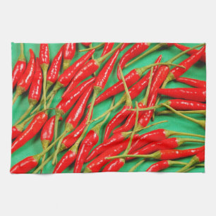 Red chili peppers tea towel