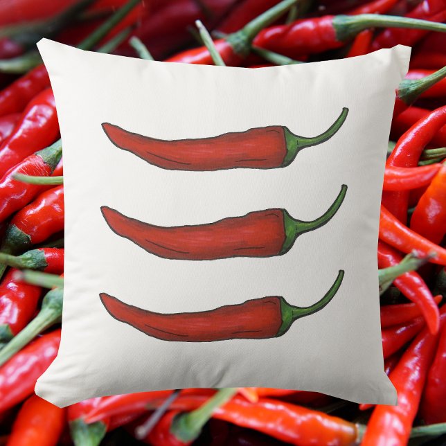 Red Chilli Chile Pepper Hot Spicy Mexican Chilli Cushion (Red chili pepper pillow)
