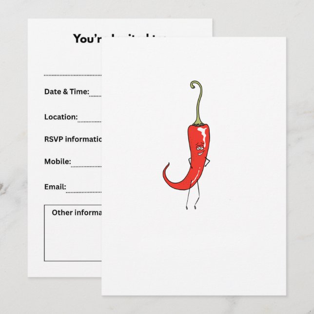 Red chilli funny invitation (Front/Back)
