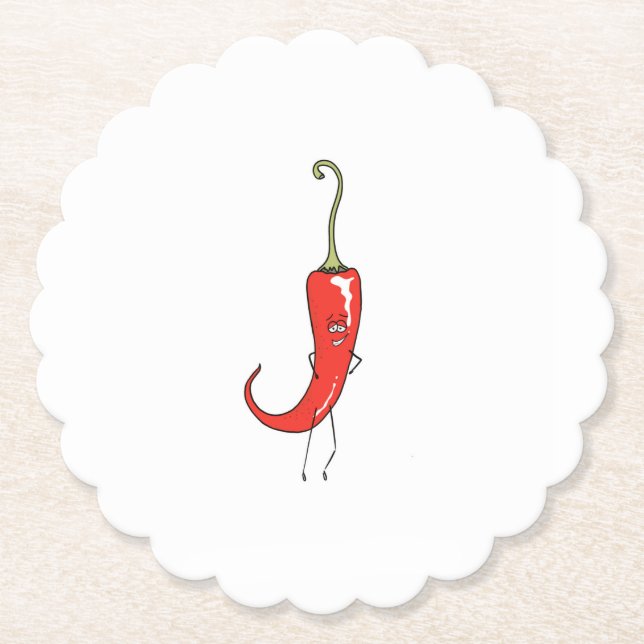 Red chilli funny paper coaster (Front)