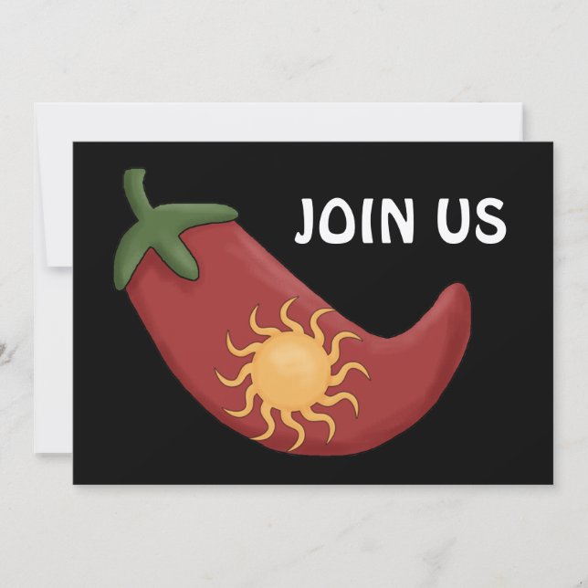 Red Chilli Pepper BBQ - Western Party Invitation (Front)