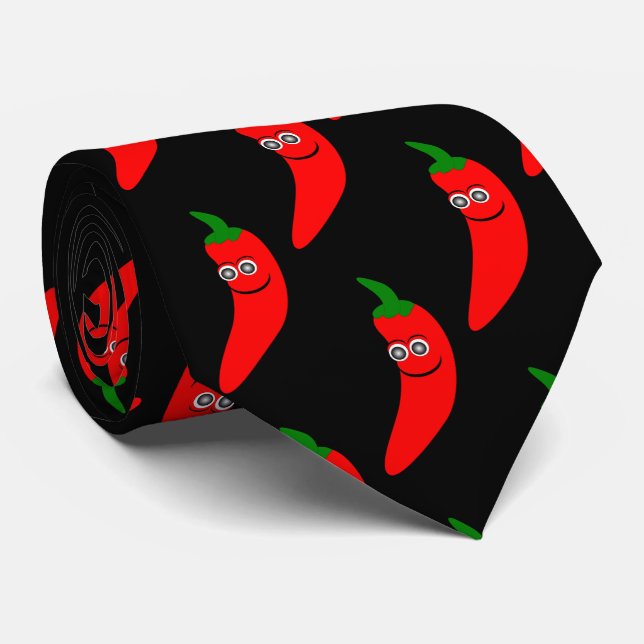 Red Chilli Pepper Design Tie (Rolled)