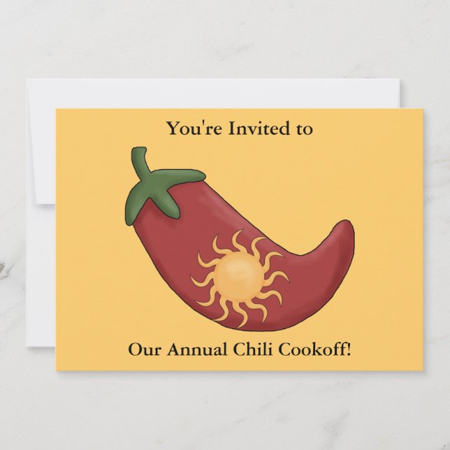 Red Chilli Pepper Firecracker - Western BBQ Party Invitation (Front)