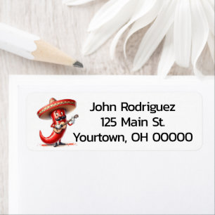 Red Chilli Pepper Guitar Player Return Address Label