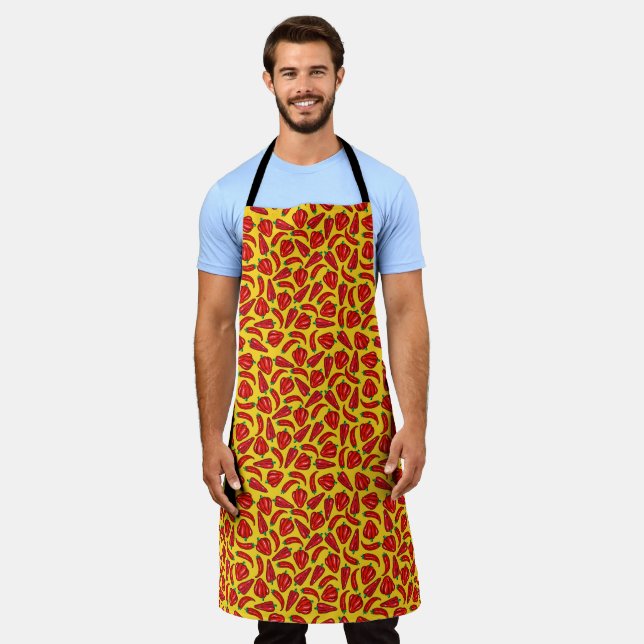 Red Chilli Pepper Hot Spicy Apron (Worn)
