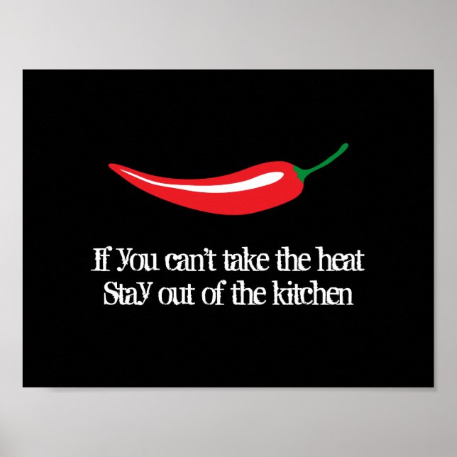 Red chilli pepper kitchen poster with funny quote (Front)