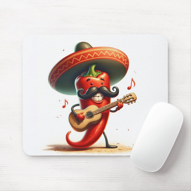 Red Chilli Pepper Musician Mouse Pad (With Mouse)