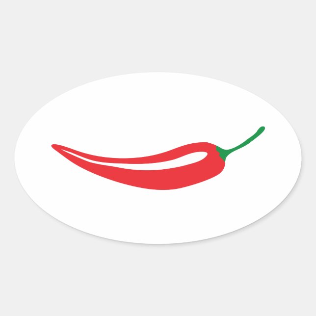 Red chilli pepper oval sticker (Front)