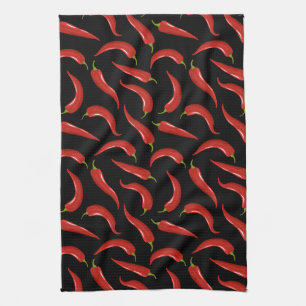 Red Chilli Pepper Pattern Kitchen Towel