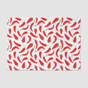 Red Chilli Pepper Pattern on White Tissue Paper