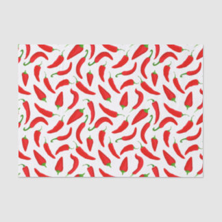 Red Chilli Pepper Pattern on White Tissue Paper