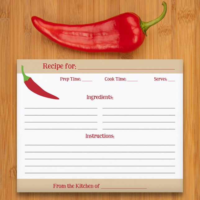 Red Chilli Pepper Recipe Card (Red Chili Pepper Recipe Card)