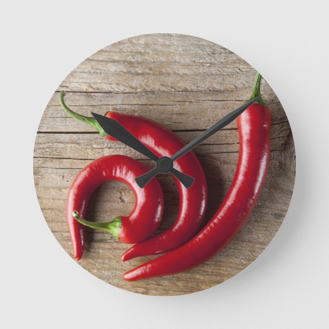 Red Chilli Pepper Round Clock (Front)