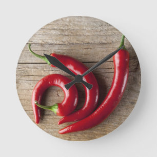Red Chilli Pepper Round Clock