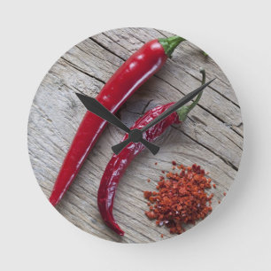 Red Chilli Pepper Round Clock