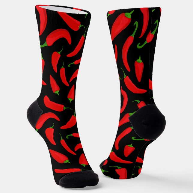 Red Chilli Pepper Spicy Food Socks (Angled)