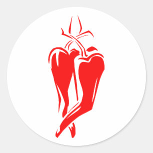red chilli pepper two dancing abstract classic round sticker