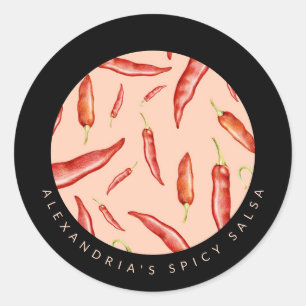 Red Chilli Pepper Your Personalised Spicy Salsa Classic Round Sticker