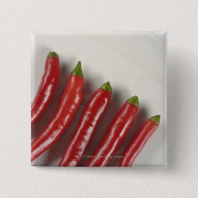 Red chilli peppers 15 cm square badge (Front)