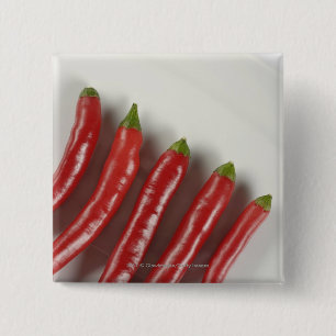 Red chilli peppers 15 cm square badge