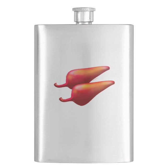 Red Chilli Peppers clear stainless steel flask (Front)