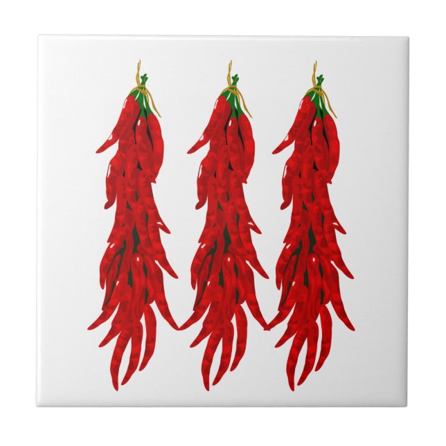 Red Chilli Peppers Kitchen Tile (Front)