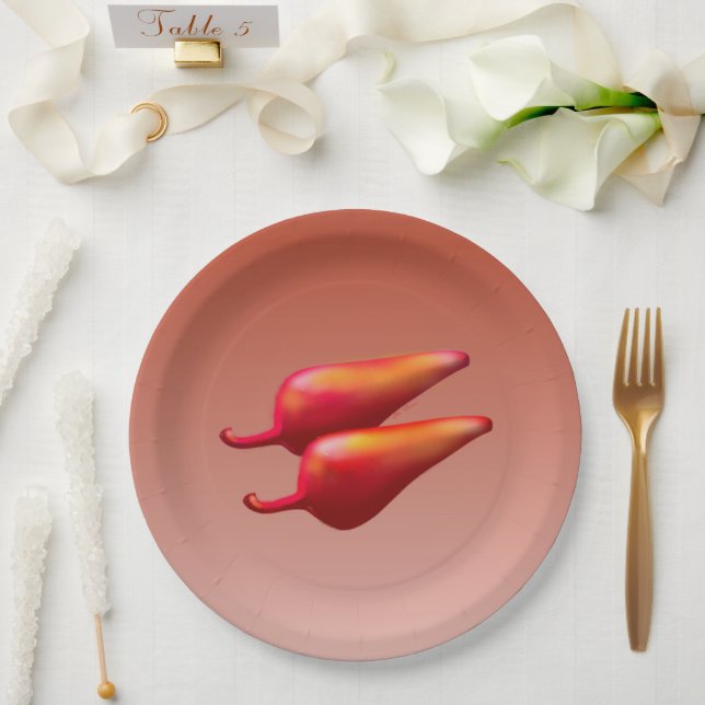 Red Chilli Peppers large paper plates (Wedding)