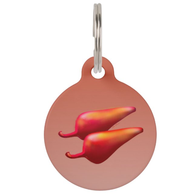 Red Chilli Peppers large pet ID tag (Front)