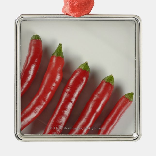 Red chilli peppers metal ornament (Front)