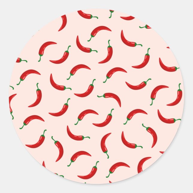 Red chilli peppers on light coloured background classic round sticker (Front)