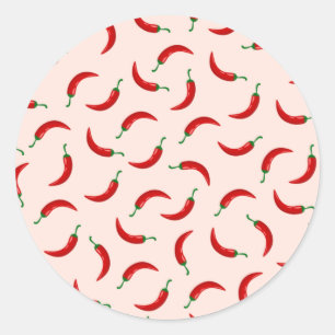 Red chilli peppers on light coloured background classic round sticker