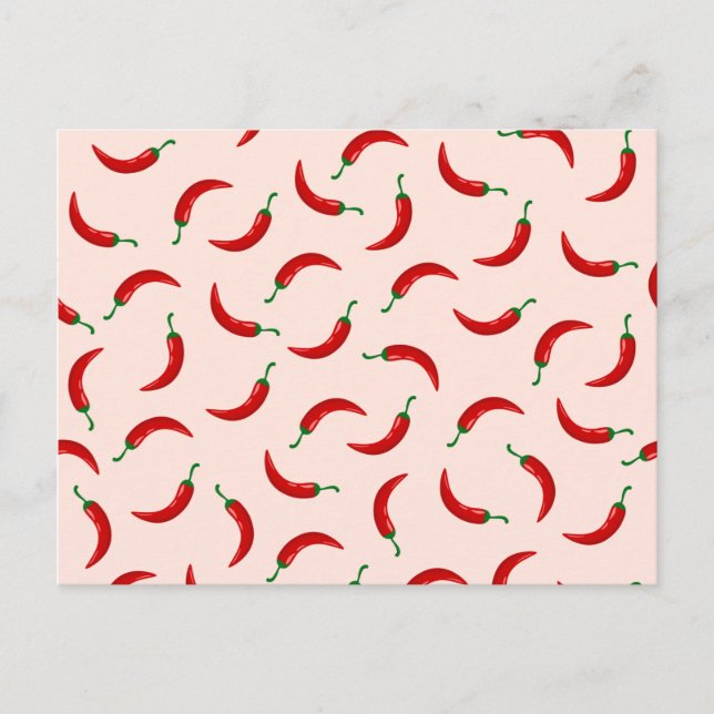 Red chilli peppers on light coloured background postcard (Front)