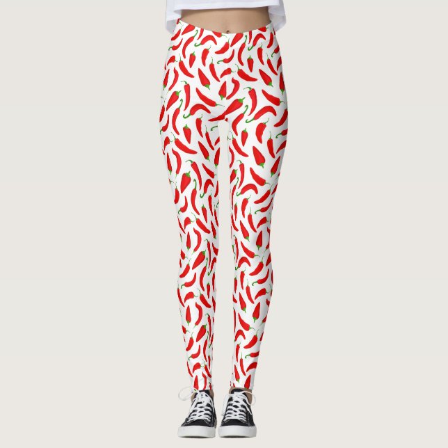 Red Chilli Peppers on White Leggings (Front)