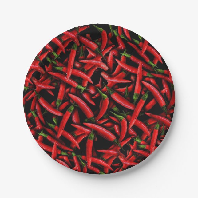 Red Chilli Peppers Paper Plate (Front)