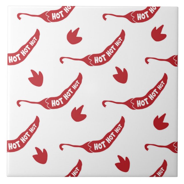 Red Chilli Peppers Pattern  Ceramic Tile (Front)