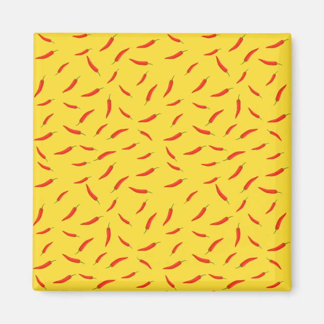 Red Chilli Peppers Pattern Magnet (Front)