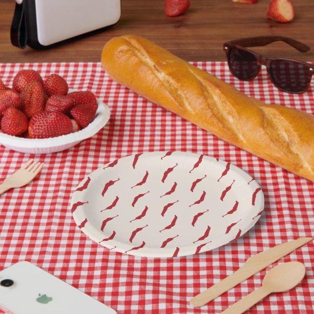 Red Chilli Peppers Pattern  Paper Plate (Picnic)