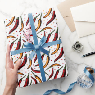 Red Chilli Peppers Pattern  Wrapping Paper