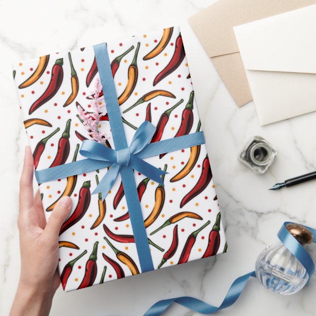 Red Chilli Peppers Pattern  Wrapping Paper (Gifting)