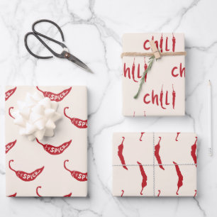 Red Chilli Peppers Pattern  Wrapping Paper Sheet