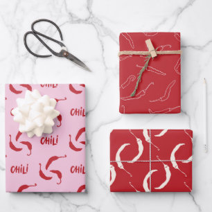 Red Chilli Peppers Pattern  Wrapping Paper Sheet